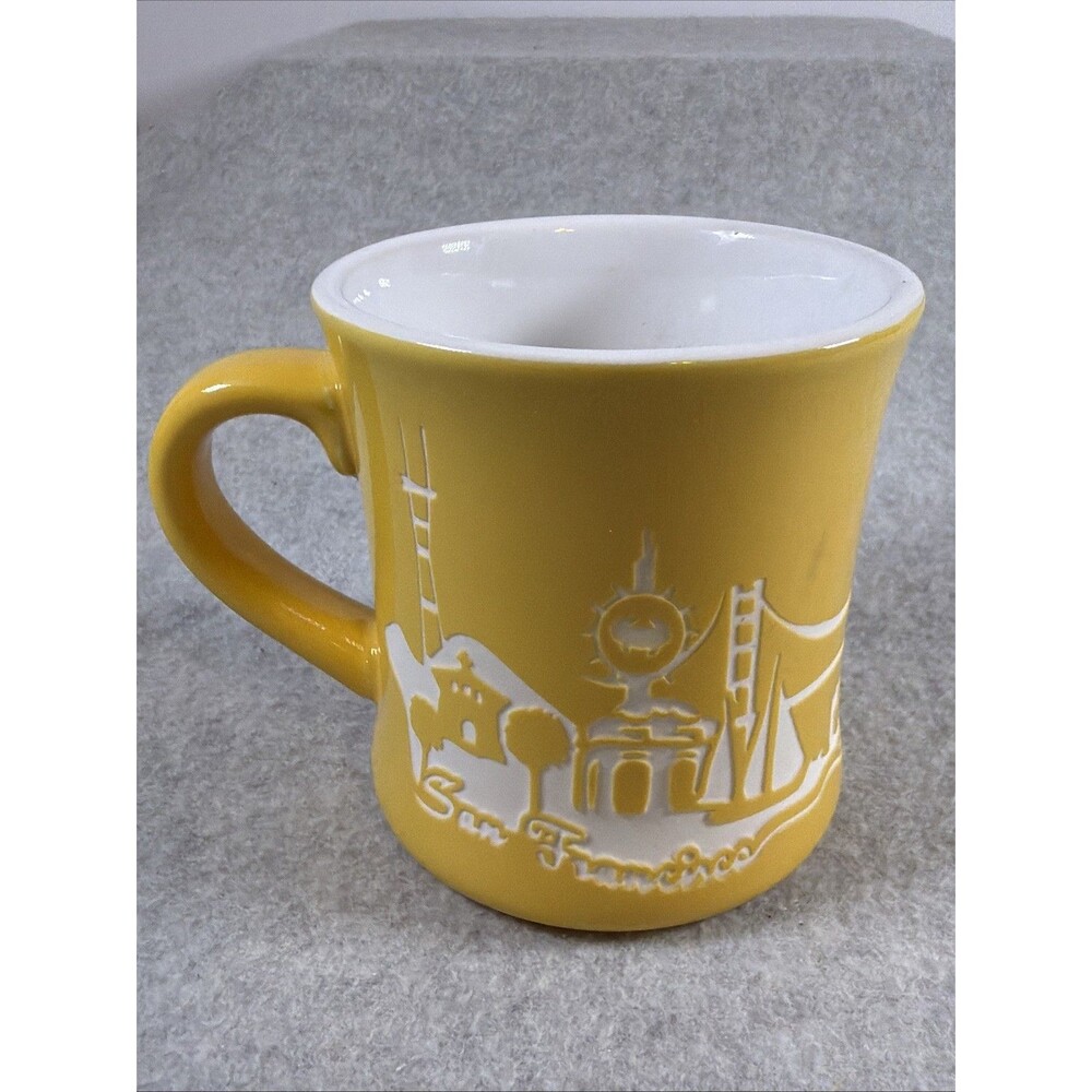 SF Mercantile San Francisco Mug Golden Gate Bridge Laser Cutout Orange/White